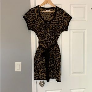 Brown and black leopard sweater dress